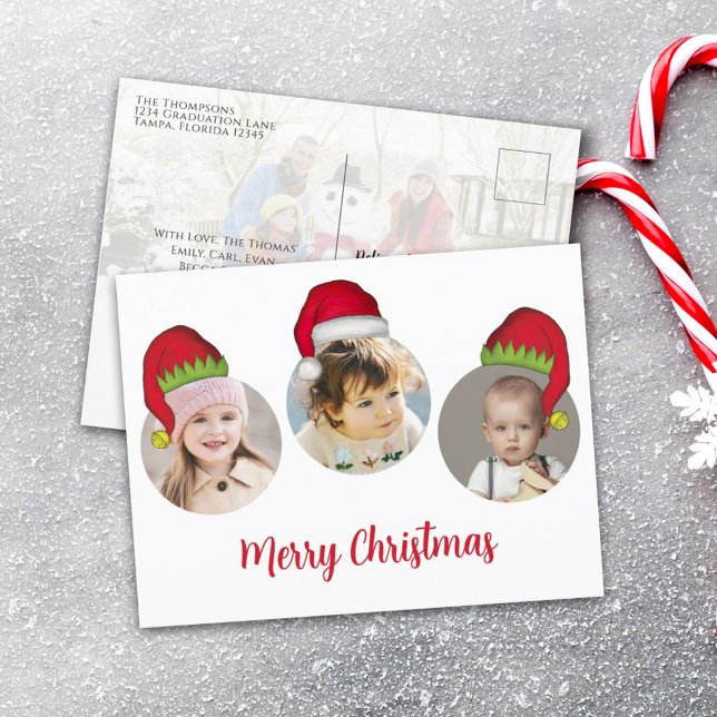 Cartão Postal De Festividades Papais noeis De Natal Bonitos Elf Engraçados Quadr (Criador carregado)