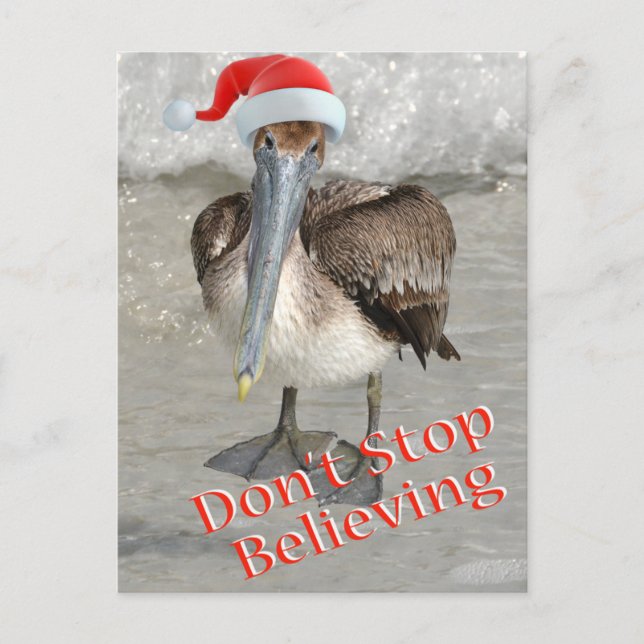Cartão Postal De Festividades Papais noeis de Natal de praia Pelican (Frente)