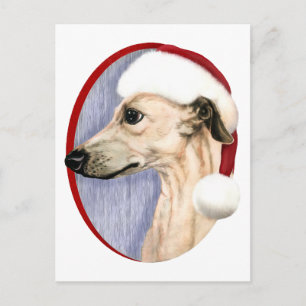 Cartão Postal De Festividades Papais noeis De Natal De Whippet Fawn