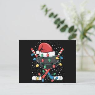Cartão Postal De Festividades Papais noeis de Natal Hockey Xmas Bola de Esportes