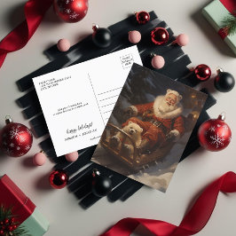 Cartão Postal De Festividades Papais noeis de neve e ursos brancos bonitos