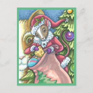 CARTÃO POSTAL DE FESTIVIDADES PAPAIS NOEIS DE RATO TRAZEM BOM PRESENTE DE NATAL