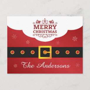 Cartão Postal De Festividades Papais noeis de saudação da família de Natal Belt