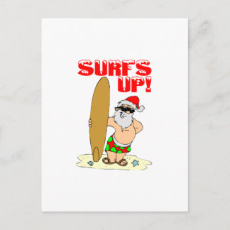 Cartão Postal De Festividades Papais noeis de surfe