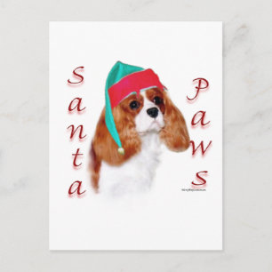 Cartão Postal De Festividades Papais noeis de Toy Spaniel Inglês