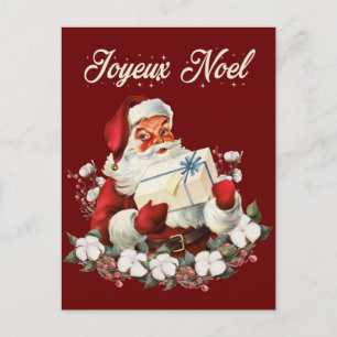 Cartão Postal De Festividades Papais noeis de Vintage de Natal Vermelho para Joy