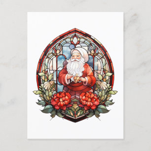 Cartão Postal De Festividades Papais noeis de Vintage em Vidro Estreito com Poin
