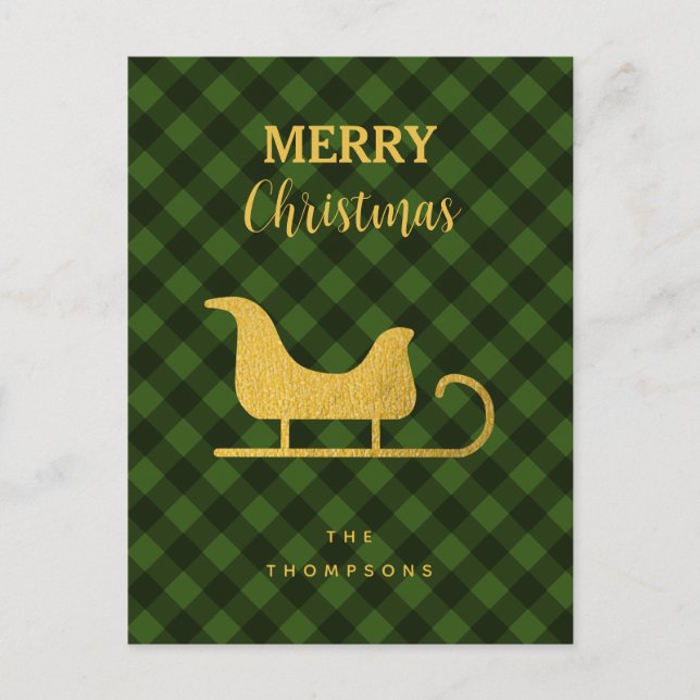 Cartão Postal De Festividades Papais noeis de Xadrez Negra Natal em Buffalo (Frente)