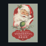 Cartão Postal De Festividades Papais noeis É O Tempo Mais Maravilhoso Para Um Na<br><div class="desc">O divertido retro a fazer o design do Papai Noel "É o momento mais maravilhoso para uma cerveja". O verso da placa está a coordenar a cor vermelha e pode ser pré-impresso com o seu endereço de devolução. Um cartão de saudação de Natal amigável para espalhar alegria aos seus amigos...</div>