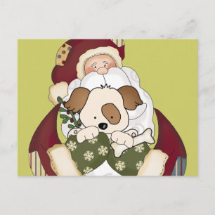 Cartão Postal De Festividades Papais noeis e pãozinhos