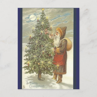 Cartão Postal De Festividades Papais noeis e TreeMan