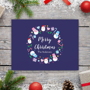 Cartão Postal De Festividades Papais noeis elegantes Snowman Candy Cane Wreath d