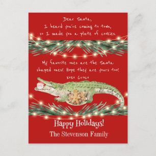 Cartão Postal De Festividades Papais noeis Engraçados Cookies Vermelho Festivo G