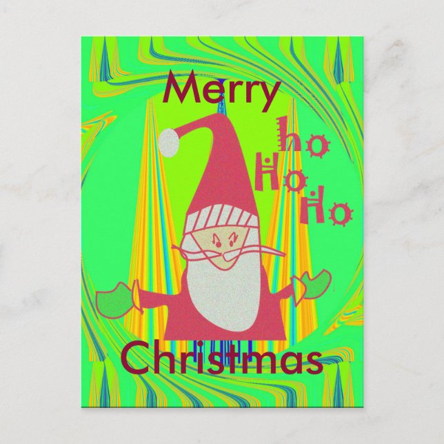 Cartão Postal De Festividades Papais noeis engraçados Hohoho Edgy Geometry Neon  (Frente)