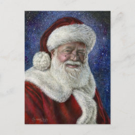 Cartão Postal De Festividades Papais noeis entre as Estrelas