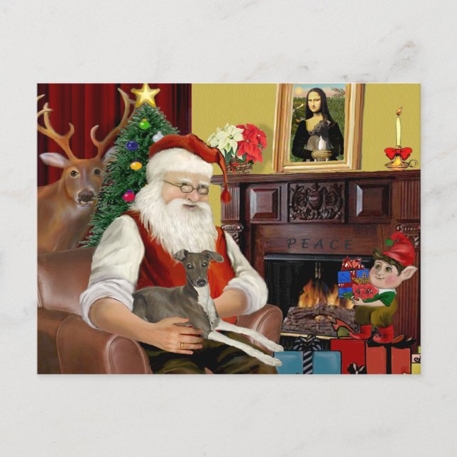 Cartão Postal De Festividades Papais noeis Escuros/Galo Escuro Italiano (Frente)