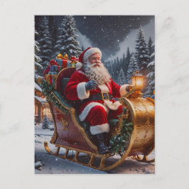 Cartão Postal De Festividades Papais noeis estão vindo da cidade