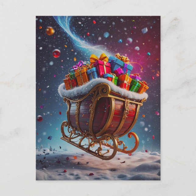 Cartão Postal De Festividades Papais noeis estão vindo da cidade (Frente)