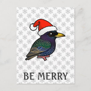 Cartão Postal De Festividades Papais noeis European Starling