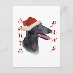 Cartão Postal De Festividades Papais noeis Greyhound Paws