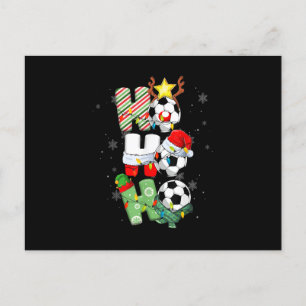 Cartão Postal De Festividades Papais noeis Ho-Ho de Natal Reindeer Soccer Xmas p