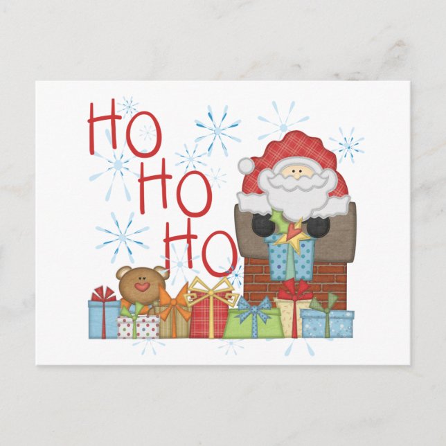 Cartão Postal De Festividades Papais noeis Ho Ho Ho Camisetas e presentes (Frente)