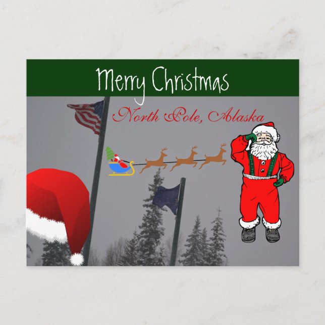 Cartão Postal De Festividades Papais noeis House Reindeer Sleigh Blizzard Tempes (Frente)