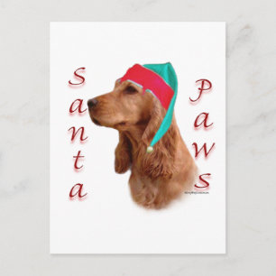 Cartão Postal De Festividades Papais noeis Ingleses do Cocker Spaniel (vermelho)