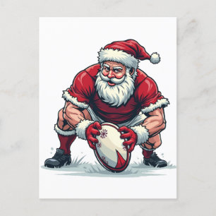 Cartão Postal De Festividades Papais noeis Jogando Futebol Fantástico Jogador de