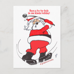 Cartão Postal De Festividades Papais noeis jogando presentes no Natal.