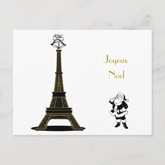 Cartão Postal De Festividades Papais noeis Joyeux Noel Paris Natal Francês (Frente)