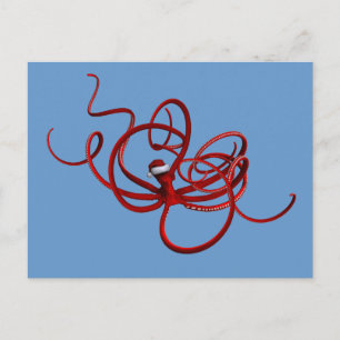 Cartão Postal De Festividades Papais noeis Kraken