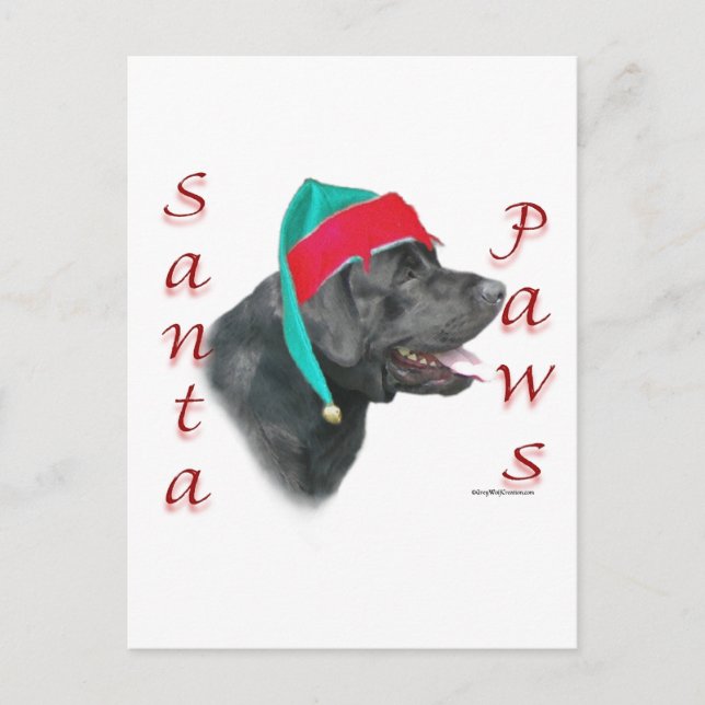 Cartão Postal De Festividades Papais noeis Labrador Retriever (preto) (Frente)