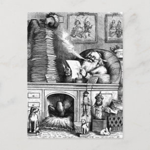 Cartão Postal De Festividades Papais noeis Lendo o Email