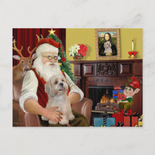 Cartão Postal De Festividades Papais noeis Lhasa Apso (R2)