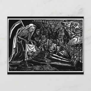 Cartão Postal De Festividades Papais noeis Muerte e Soldier c. 1951 México