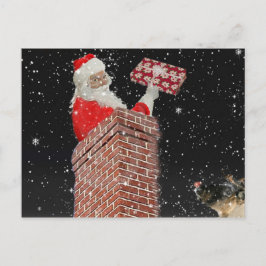 Cartão Postal De Festividades Papais noeis no cartão de posto da chaminé