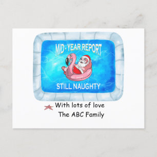 Cartão Postal De Festividades Papais noeis no Natal da piscina em julho