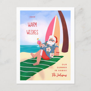 Cartão Postal De Festividades Papais noeis no Natal do Natal da Praia