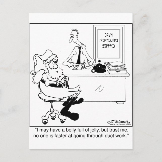 Cartão Postal De Festividades Papais noeis num Serviço de Aquecimento e Emprego  (Frente)