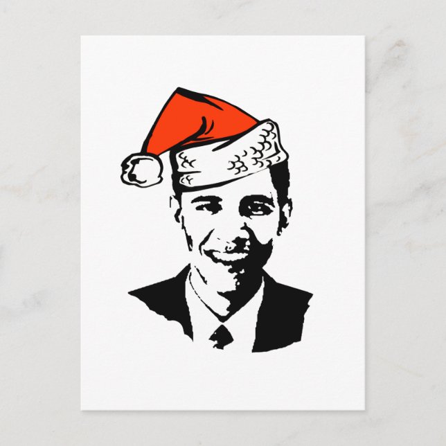 Cartão Postal De Festividades Papais noeis Obama Gear (Frente)