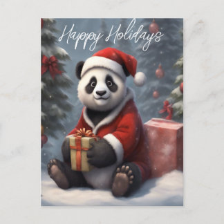 Cartão Postal De Festividades Papais noeis Panda Bear