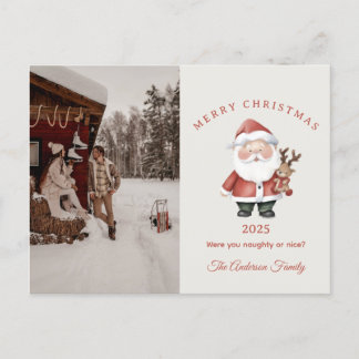 Cartão Postal De Festividades Papais noeis personalizados cor d'água presente de