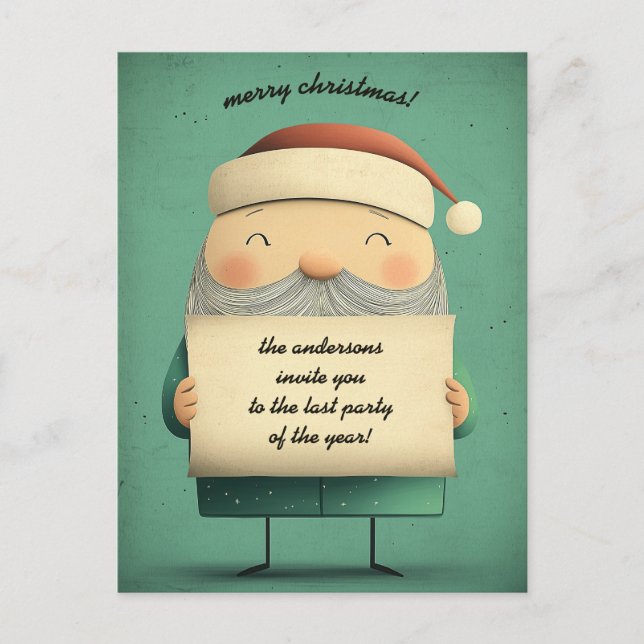 Cartão Postal De Festividades Papais noeis personalizáveis na borda puxada por u (Frente)