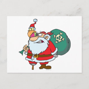 Cartão Postal De Festividades papais noeis piratas engraçados e cartoon de papa