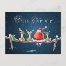 Cartão Postal De Festividades PAPAIS NOEIS & REINDEER & TEXTO por SHARON SHARPE
