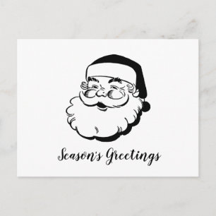 Cartão Postal De Festividades Papais noeis Retro Branco