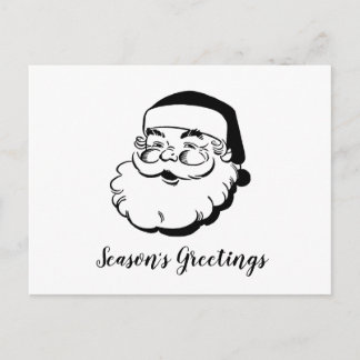 Cartão Postal De Festividades Papais noeis Retro Branco