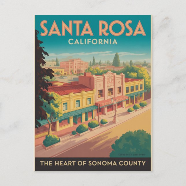 Cartão Postal De Festividades Papais noeis Rosa California (Frente)