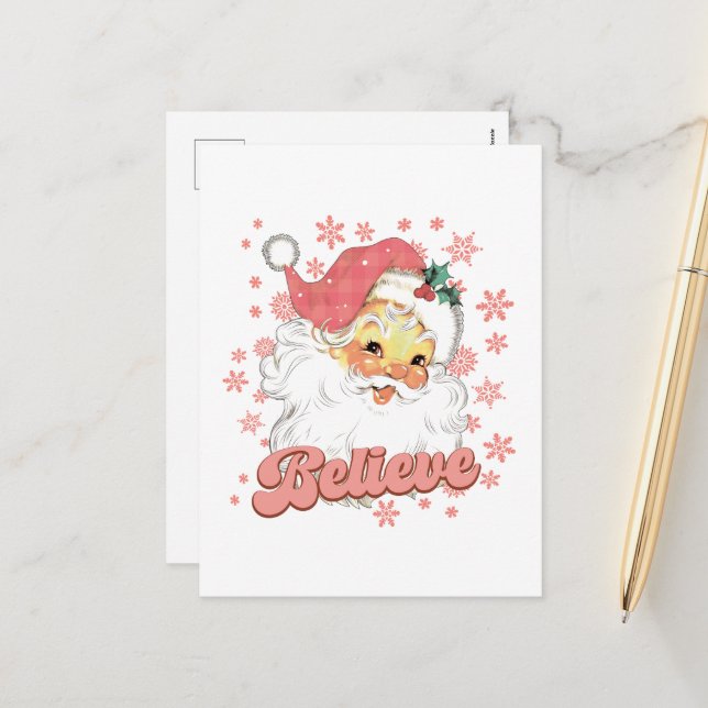 Cartão Postal De Festividades papais noeis rosa festivos de Natal (Frente/Verso In Situ)